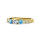 Ayaka Diamond and Blue Topaz Three Stone Engagement Ring 