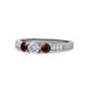 1 - Ayaka Diamond and Red Garnet Three Stone Engagement Ring 