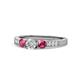 1 - Ayaka Diamond and Rhodolite Garnet Three Stone Engagement Ring 
