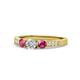 Ayaka Diamond and Rhodolite Garnet Three Stone Engagement Ring 