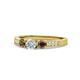 1 - Ayaka Diamond and Smoky Quartz Three Stone Engagement Ring 