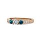 1 - Ayaka Blue and White Diamond Three Stone Engagement Ring 