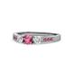 1 - Ayaka Pink Tourmaline and Diamond Three Stone with Side Pink Tourmaline Ring 