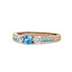 1 - Ayaka Blue Topaz and Diamond Three Stone with Side Blue Topaz Ring 