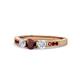 1 - Ayaka Red Garnet and Diamond Three Stone with Side Red Garnet Ring 