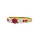 1 - Ayaka Ruby and Diamond Three Stone with Side Ruby Ring 