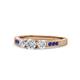 1 - Ayaka Diamond Three Stone with Side Blue Sapphire Ring 