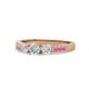 1 - Ayaka Diamond Three Stone with Side Pink Sapphire Ring 