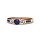 1 - Jamille Blue Sapphire and Diamond Three Stone with Side Blue Sapphire Ring 
