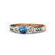 1 - Jamille Blue Topaz and Diamond Three Stone with Side Blue Topaz Ring 