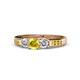 1 - Jamille Yellow Sapphire and Diamond Three Stone with Side Yellow Sapphire Ring 