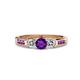 4 - Jamille Amethyst and Diamond Three Stone with Side Amethyst Ring 