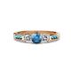 4 - Jamille Blue Topaz and Diamond Three Stone with Side Blue Topaz Ring 