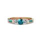 4 - Jamille London Blue Topaz and Diamond Three Stone with Side London Blue Topaz Ring 