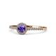 1 - Cyra Iolite and Diamond Halo Engagement Ring 