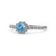 1 - Fiore Blue Topaz and Diamond Halo Engagement Ring 