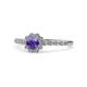 1 - Fiore Iolite and Diamond Halo Engagement Ring 