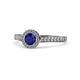1 - Arael Blue Sapphire and Diamond Halo Engagement Ring 