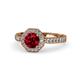 1 - Aura Ruby and Diamond Halo Engagement Ring 