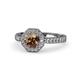 1 - Aura Smoky Quartz and Diamond Halo Engagement Ring 