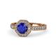 1 - Aura Blue Sapphire and Diamond Halo Engagement Ring 