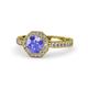 1 - Aura Tanzanite and Diamond Halo Engagement Ring 