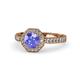 1 - Aura Tanzanite and Diamond Halo Engagement Ring 