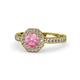 1 - Aura Pink Tourmaline and Diamond Halo Engagement Ring 