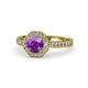 1 - Aura Amethyst and Diamond Halo Engagement Ring 