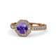 1 - Aura Iolite and Diamond Halo Engagement Ring 