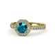1 - Aura London Blue Topaz and Diamond Halo Engagement Ring 