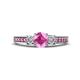 1 - Valene Pink Sapphire and Diamond Three Stone with Side Pink Sapphire Ring 