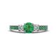 1 - Valene Emerald and Diamond Three Stone with Side Emerald Ring 