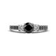 1 - Valene Black and White Diamond Three Stone with Side Black Diamond Ring 