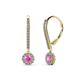 1 - Ava Pink Sapphire and Diamond Halo Dangling Earrings 