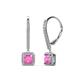 1 - Freda Pink Sapphire and Diamond Halo Dangling Earrings 