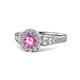 1 - Kallista Signature Lab Created Pink Sapphire and Diamond Halo Engagement Ring 