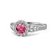 1 - Kallista Signature Pink Tourmaline and Diamond Halo Engagement Ring 