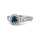 1 - Kallista Signature Blue and White Diamond Halo Engagement Ring 