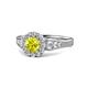 1 - Kallista Signature Yellow and White Diamond Halo Engagement Ring 