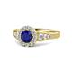 1 - Kallista Signature Blue Sapphire and Diamond Halo Engagement Ring 