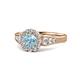 1 - Kallista Signature Aquamarine and Diamond Halo Engagement Ring 