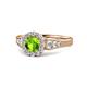 1 - Kallista Signature Peridot and Diamond Halo Engagement Ring 