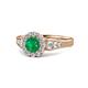 1 - Kallista Signature Emerald and Diamond Halo Engagement Ring 