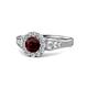 1 - Kallista Signature Red Garnet and Diamond Halo Engagement Ring 