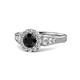 1 - Kallista Signature Black and White Diamond Halo Engagement Ring 