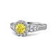1 - Kallista Signature Lab Created Yellow Sapphire and Diamond Halo Engagement Ring 
