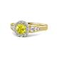 1 - Kallista Signature Yellow and White Diamond Halo Engagement Ring 