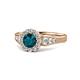 1 - Kallista Signature London Blue Topaz and Diamond Halo Engagement Ring 