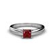 1 - Celine Princess Cut Red Garnet Solitaire Engagement Ring 